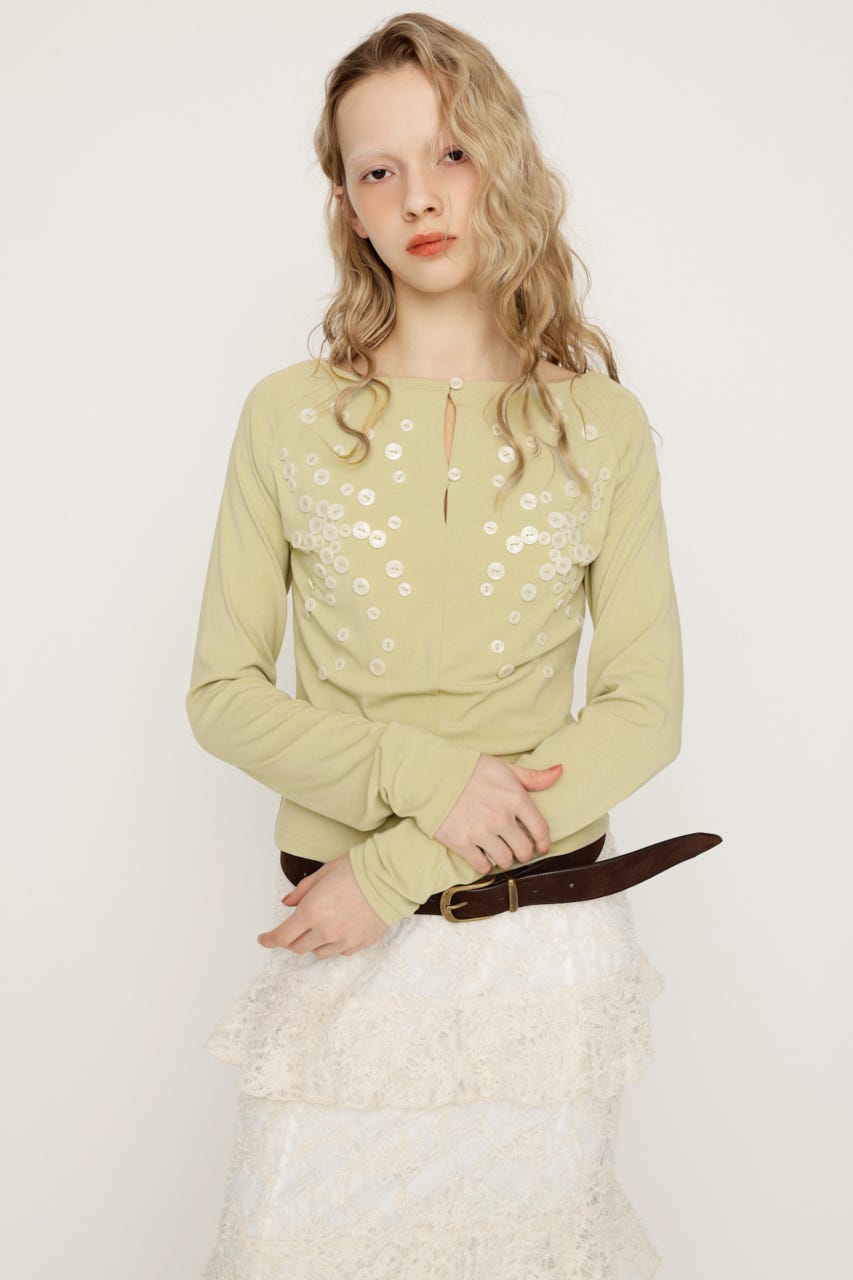 DECORATIVE BUTTON トップス L/BEG FREE