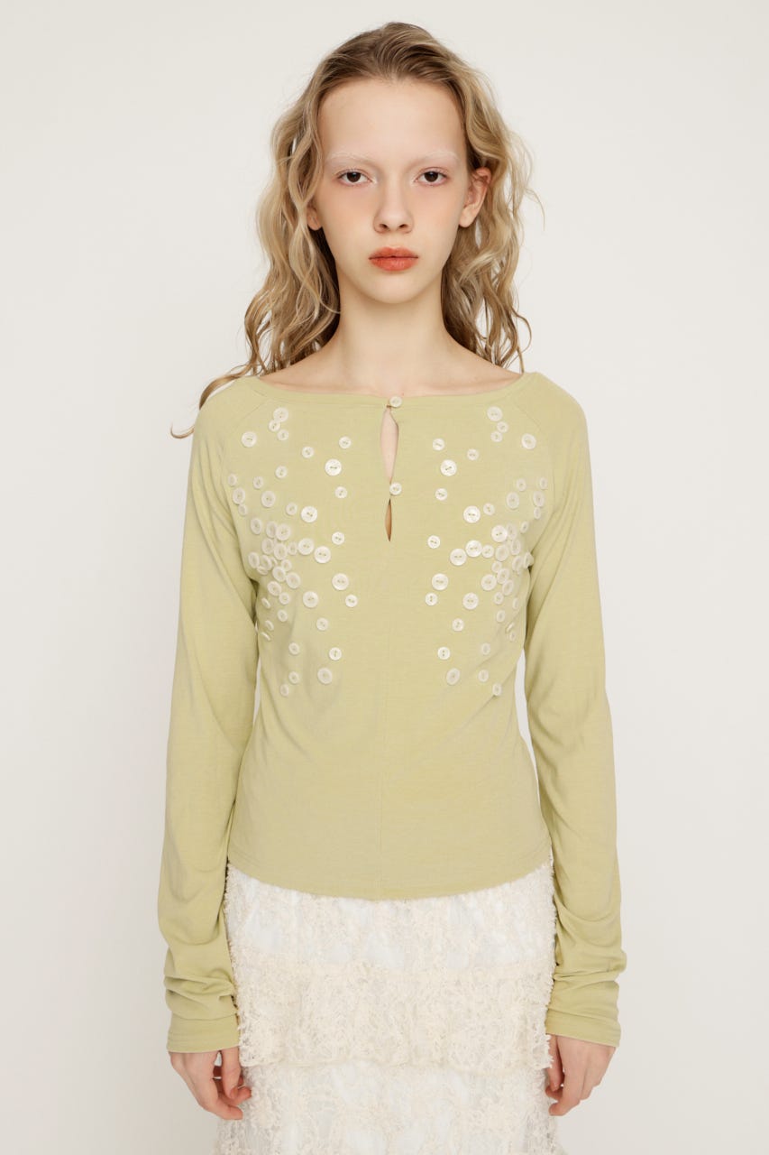 DECORATIVE BUTTON トップス L/BEG FREE