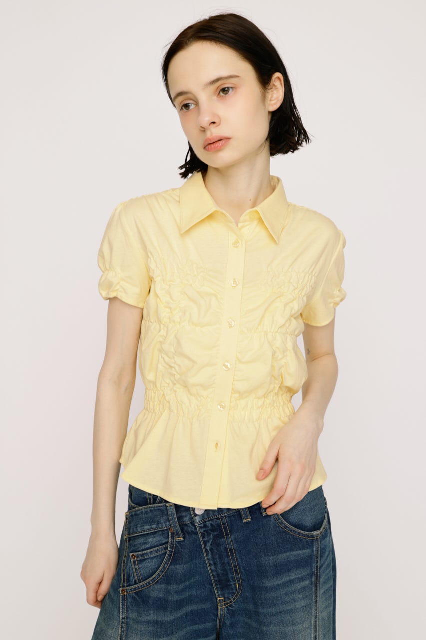 【SNSで話題！】RANDOM SHIRRING CUT トップス L/YEL FREE