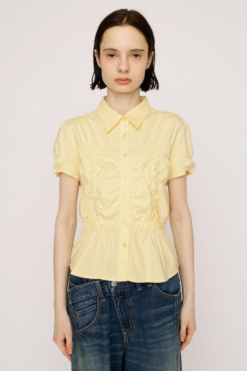 【SNSで話題！】RANDOM SHIRRING CUT トップス L/YEL FREE