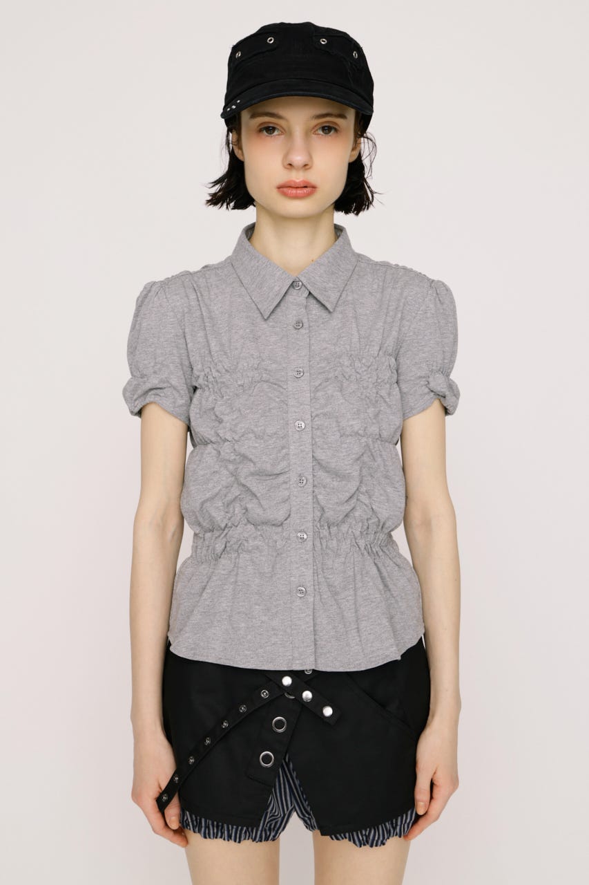 【SNSで話題！】RANDOM SHIRRING CUT トップス T.GRY FREE