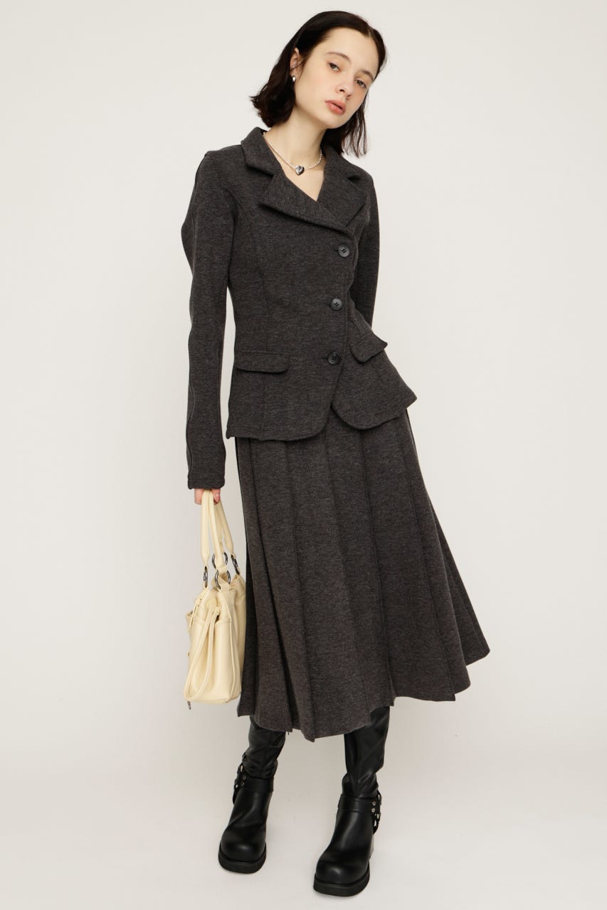 【1BUY5％OFF CAMPAIGN】KNITTING PLEATS スカート T.GRY 2