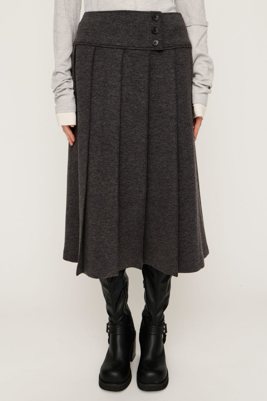 【1BUY5％OFF CAMPAIGN】KNITTING PLEATS スカート T.GRY 2