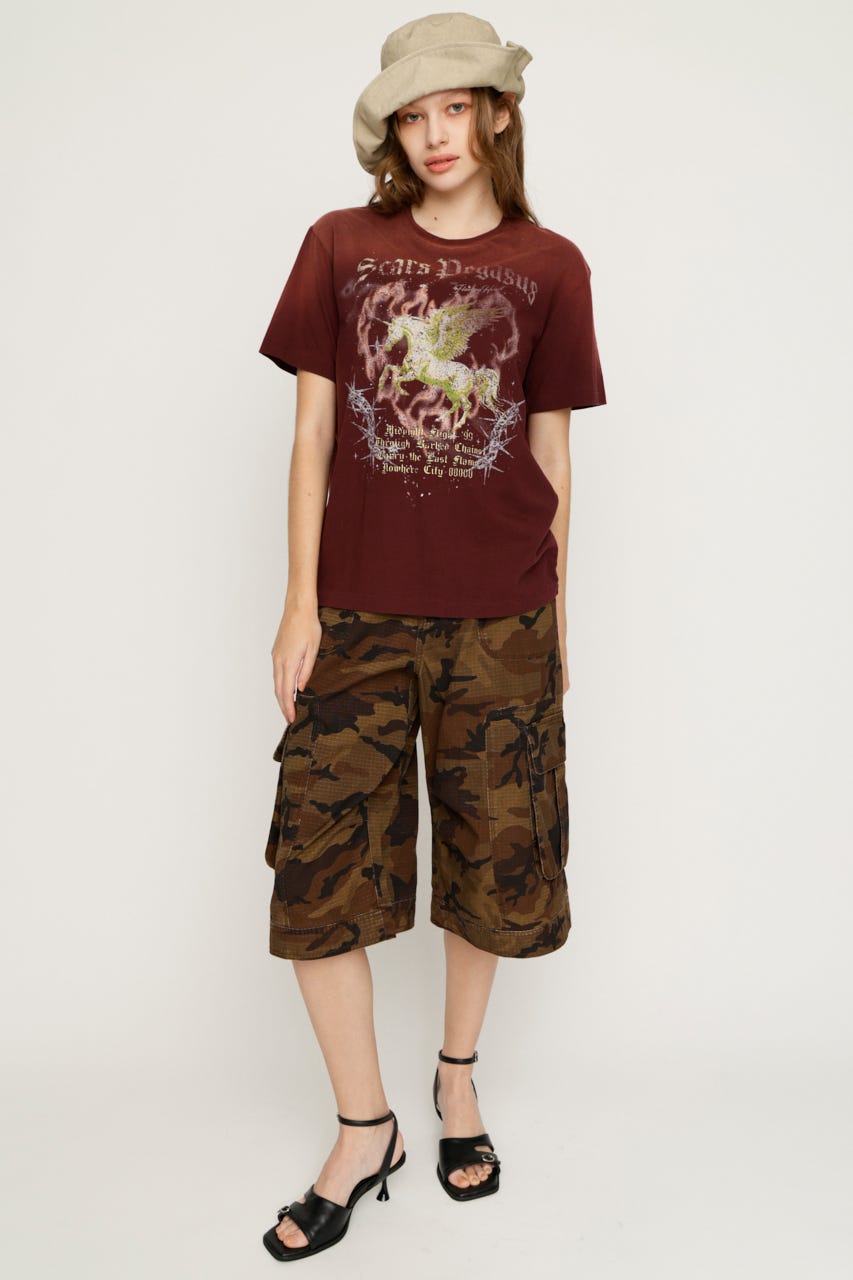 【1BUY5％OFF】VINTAGE LIKE HORSE PRINT Tシャツ D/RED FREE