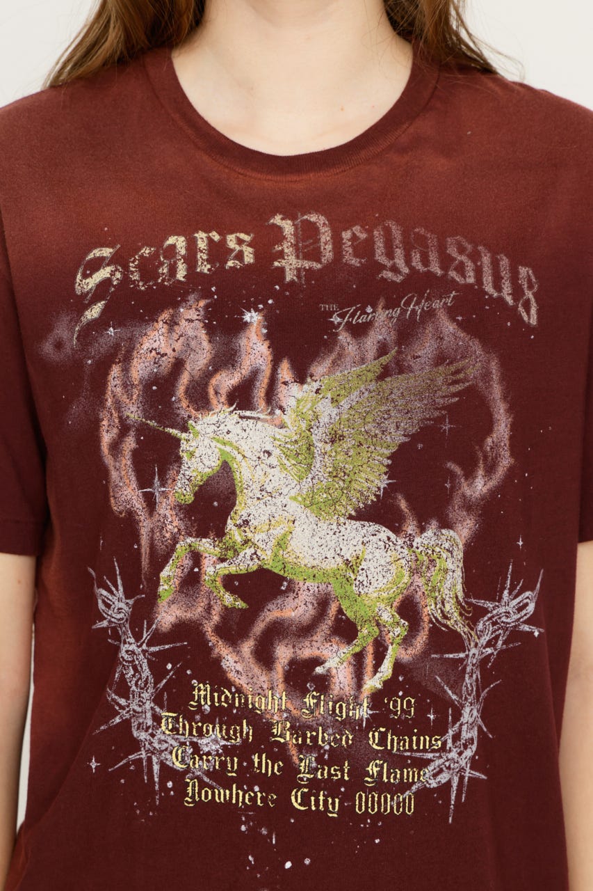 【1BUY5％OFF】VINTAGE LIKE HORSE PRINT Tシャツ D/RED FREE