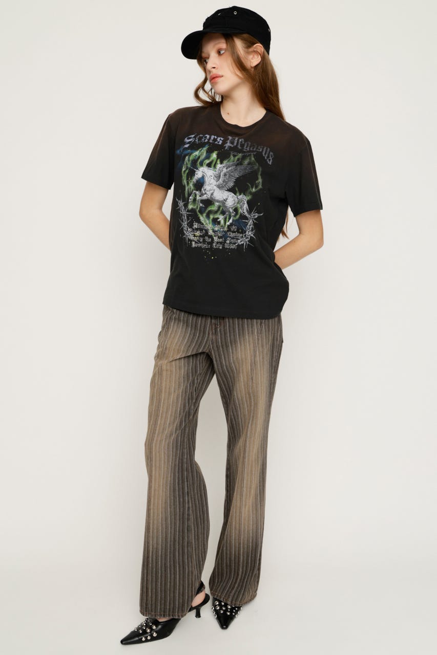 【1BUY5％OFF】VINTAGE LIKE HORSE PRINT Tシャツ L/BLK FREE