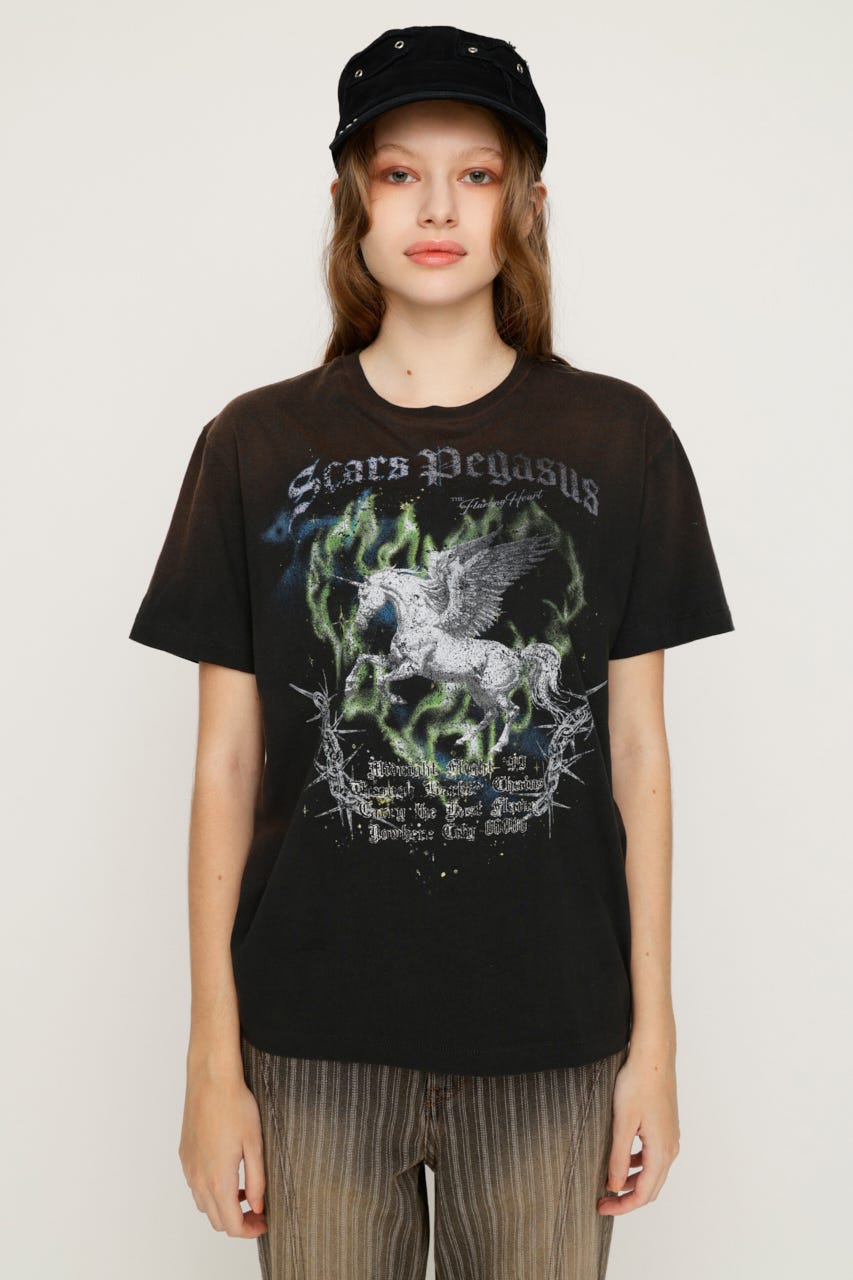 【1BUY5％OFF】VINTAGE LIKE HORSE PRINT Tシャツ L/BLK FREE