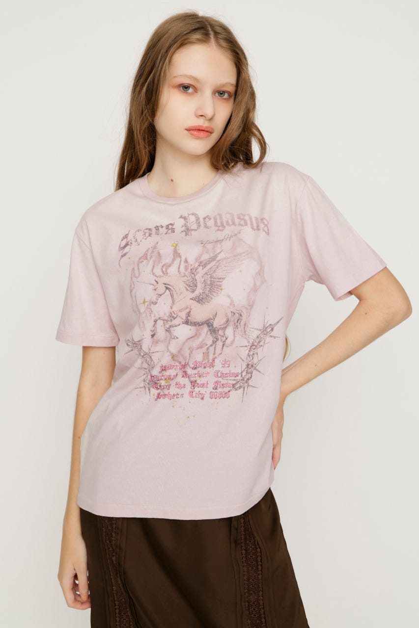 【1BUY5％OFF】VINTAGE LIKE HORSE PRINT Tシャツ L/PNK FREE