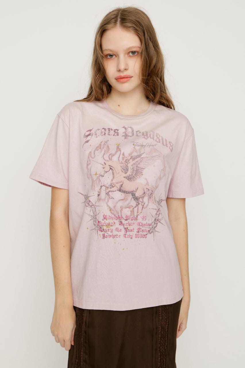 【1BUY5％OFF】VINTAGE LIKE HORSE PRINT Tシャツ L/PNK FREE