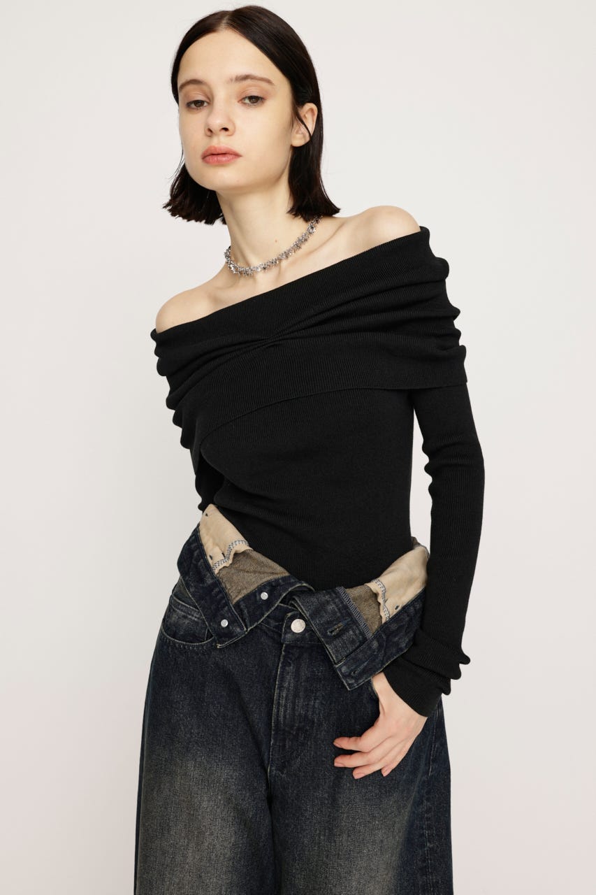 トップス Theredthread S millefeuille knit black THEREDTHREAD / ザレッドスレッド】S millefeuille knit