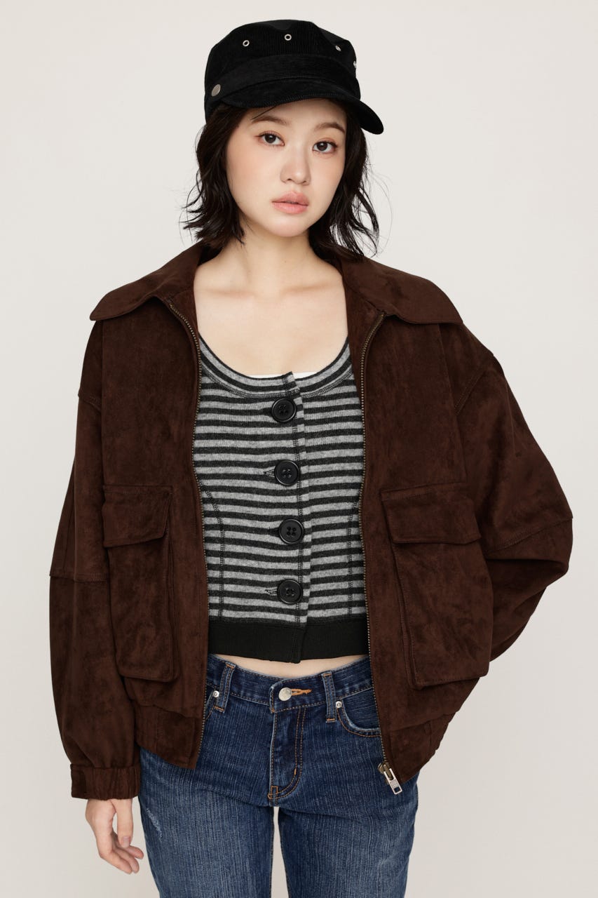 【LIMITED ITEM】F／SUEDE ZIP UP ブルゾン D/BRN FREE