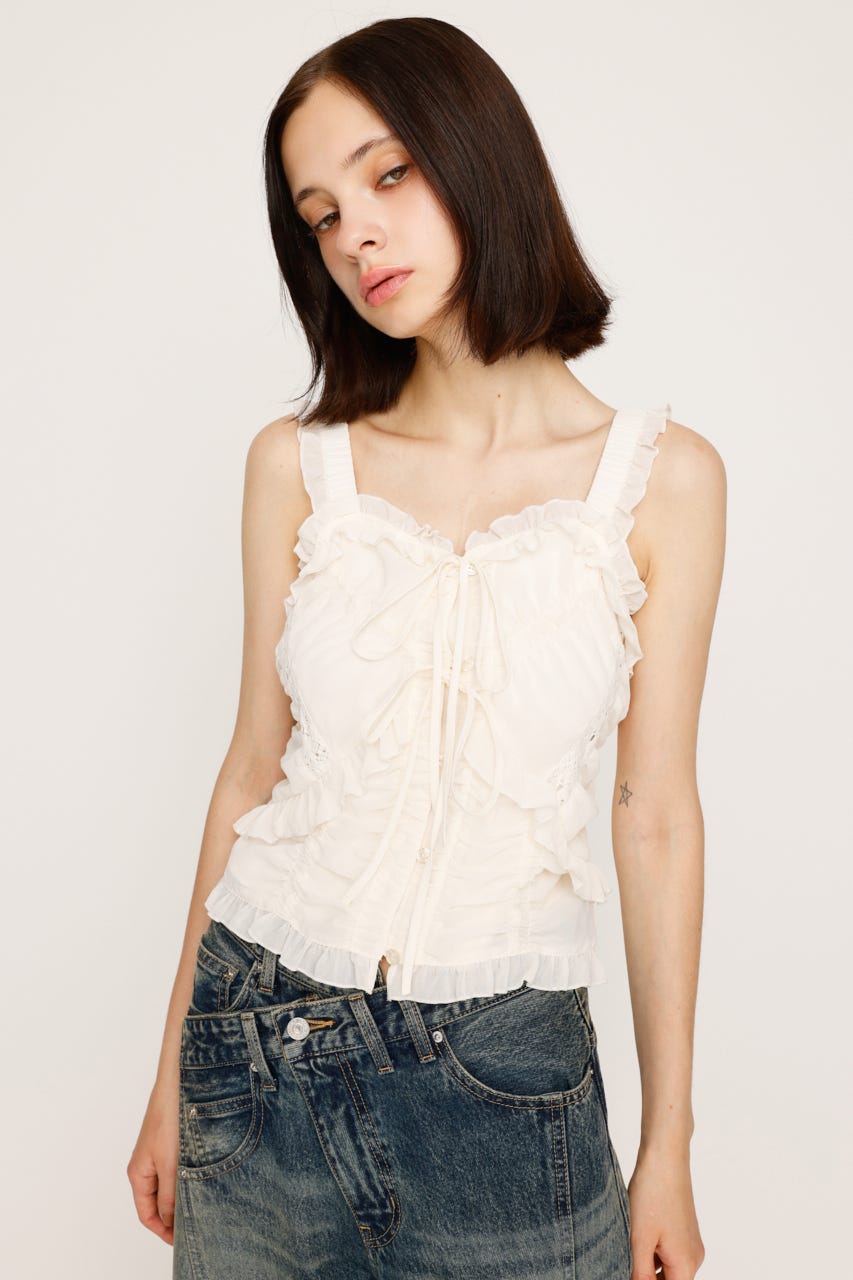 【LIMITED ITEM】SHEER SQUEEZE CAMI トップス IVOY FREE