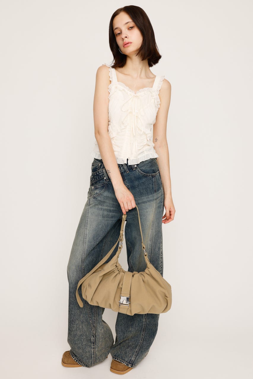 【LIMITED ITEM】SHEER SQUEEZE CAMI トップス IVOY FREE