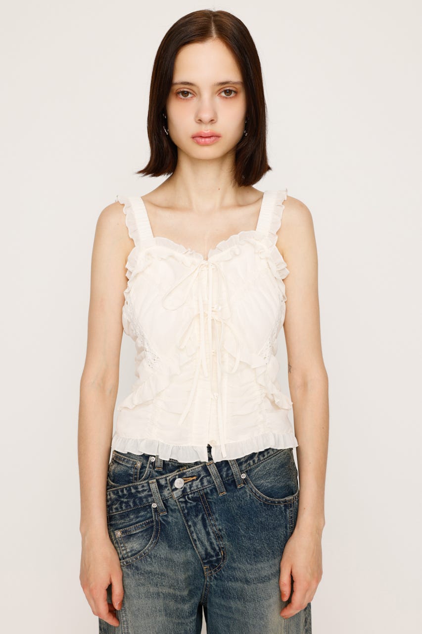 【LIMITED ITEM】SHEER SQUEEZE CAMI トップス IVOY FREE