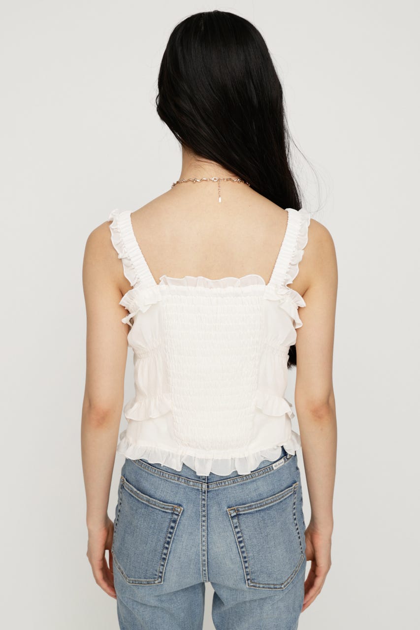 【LIMITED ITEM】SHEER SQUEEZE CAMI トップス IVOY FREE