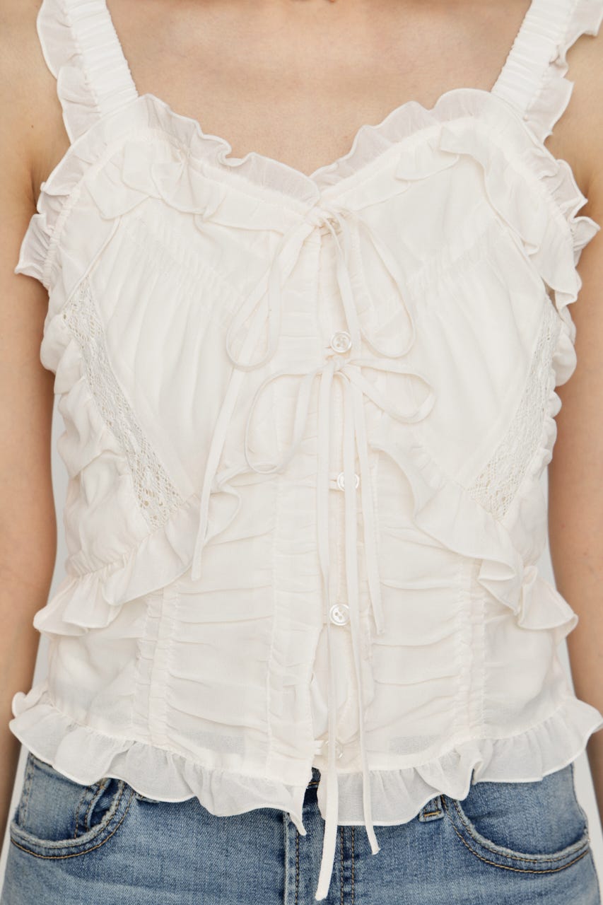 【LIMITED ITEM】SHEER SQUEEZE CAMI トップス IVOY FREE