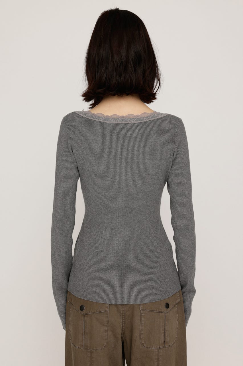 【LIMITED ITEM】LACE DOCKING FRONT BUTTON トップス T.GRY FREE