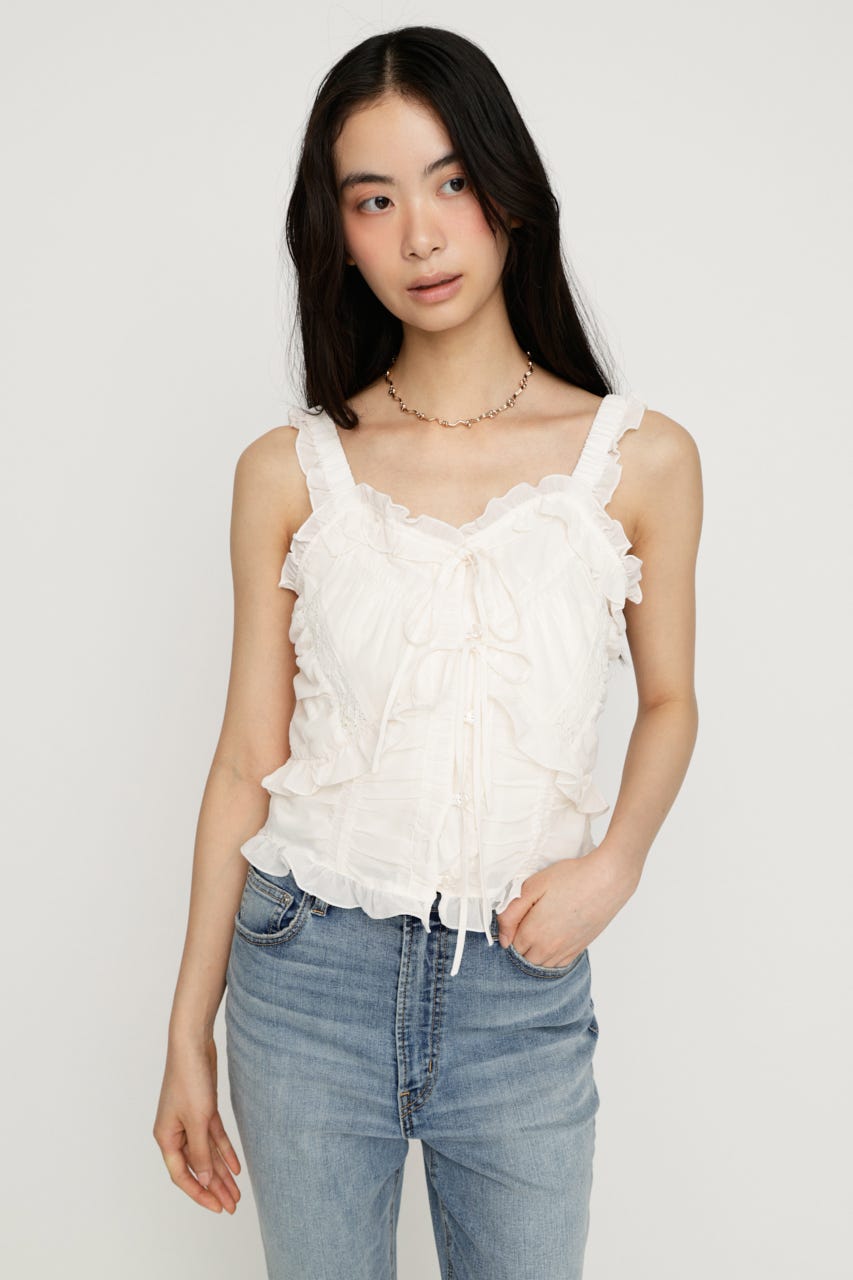 【LIMITED ITEM】【即完売アイテムが再登場！】SHEER SQUEEZE CAMI トップス IVOY FREE