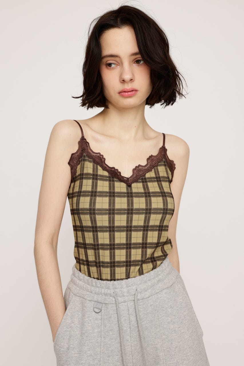 【LIMITED ITEM】CHECK PRINT LACE キャミソール M/BEG FREE