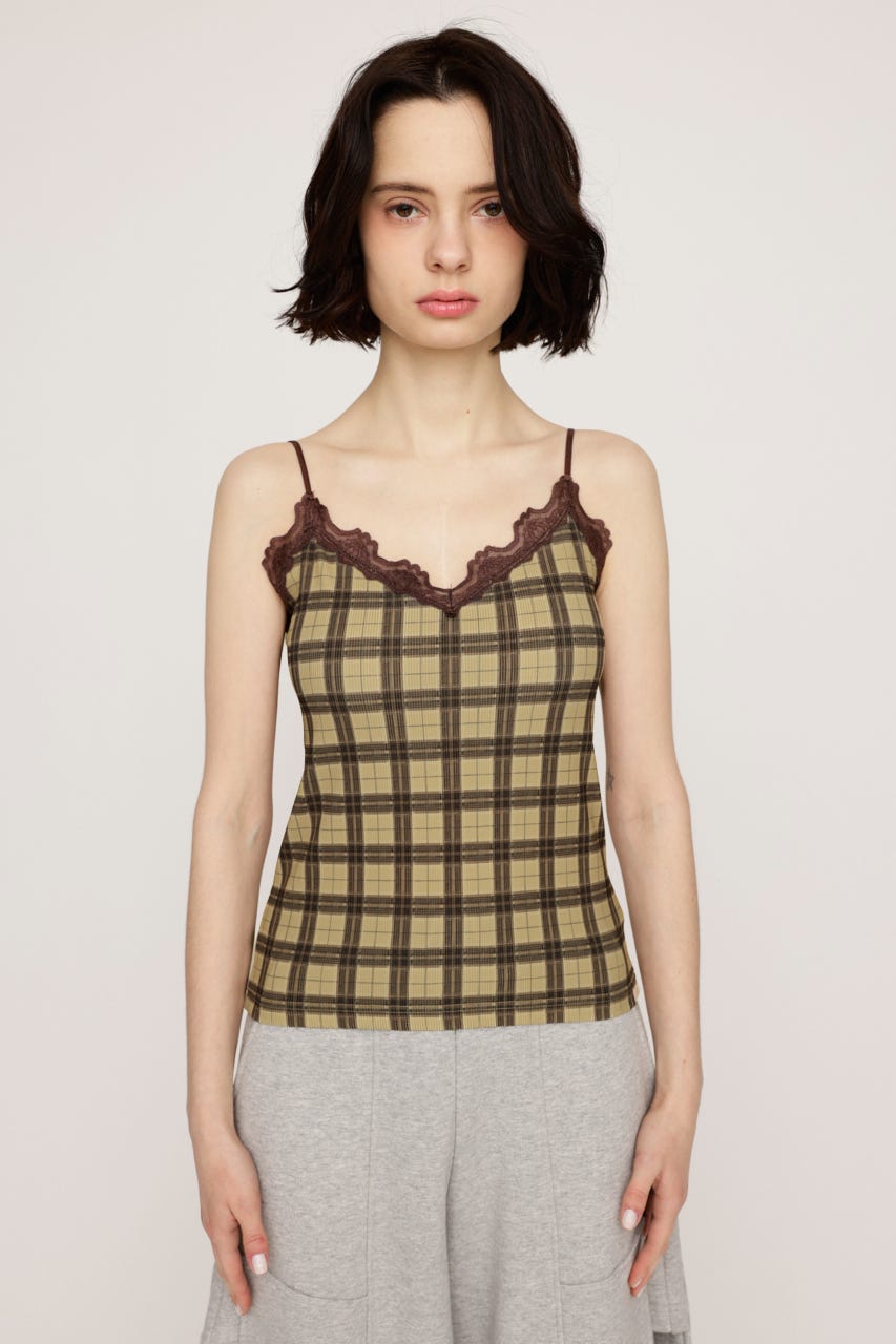 【LIMITED ITEM】CHECK PRINT LACE キャミソール M/BEG FREE
