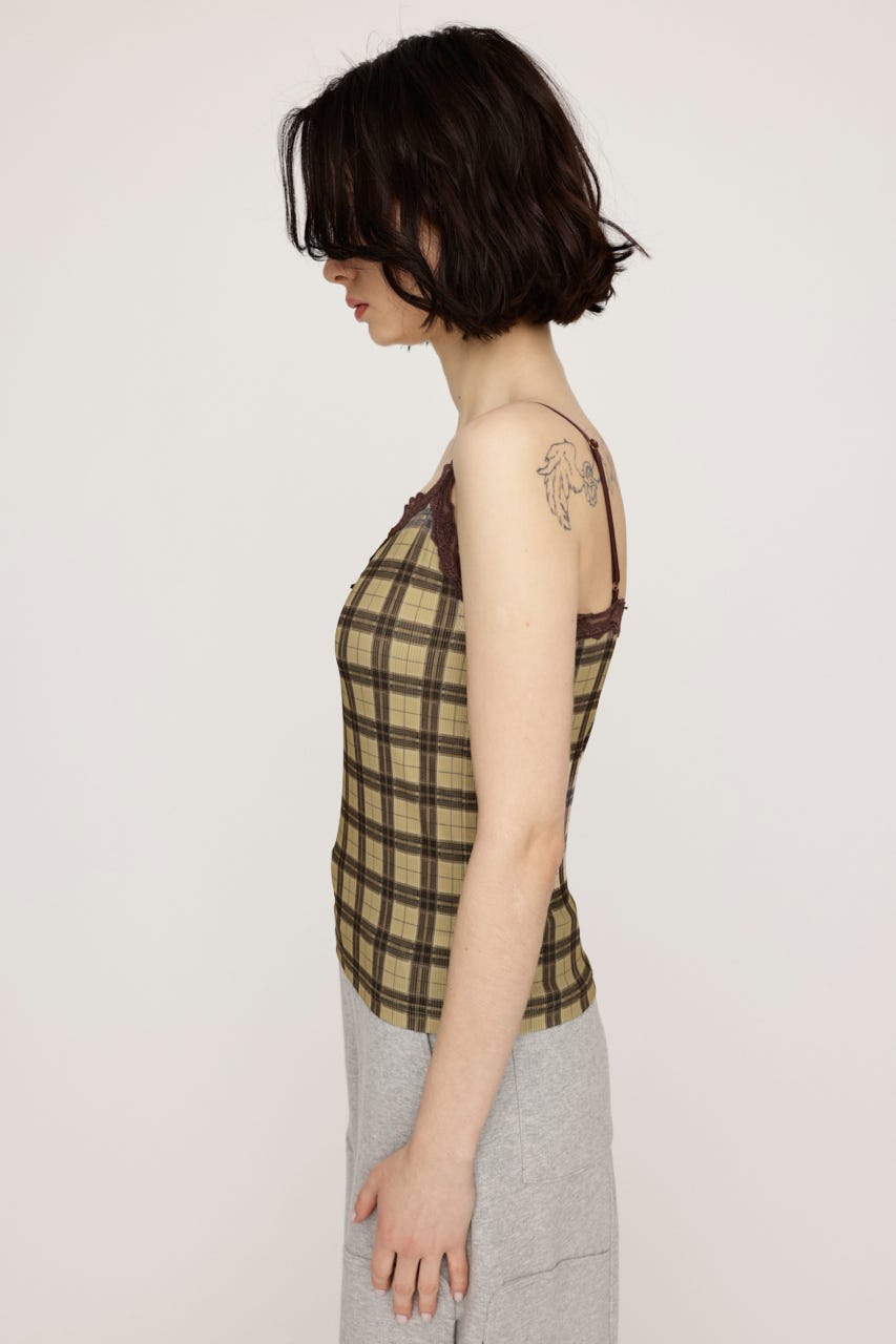 【LIMITED ITEM】CHECK PRINT LACE キャミソール M/BEG FREE