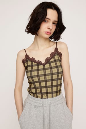 【LIMITED ITEM】CHECK PRINT LACE キャミソール