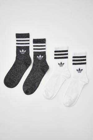 【adidas Originals】スリーストライプス グリッター クルーソックス2足組