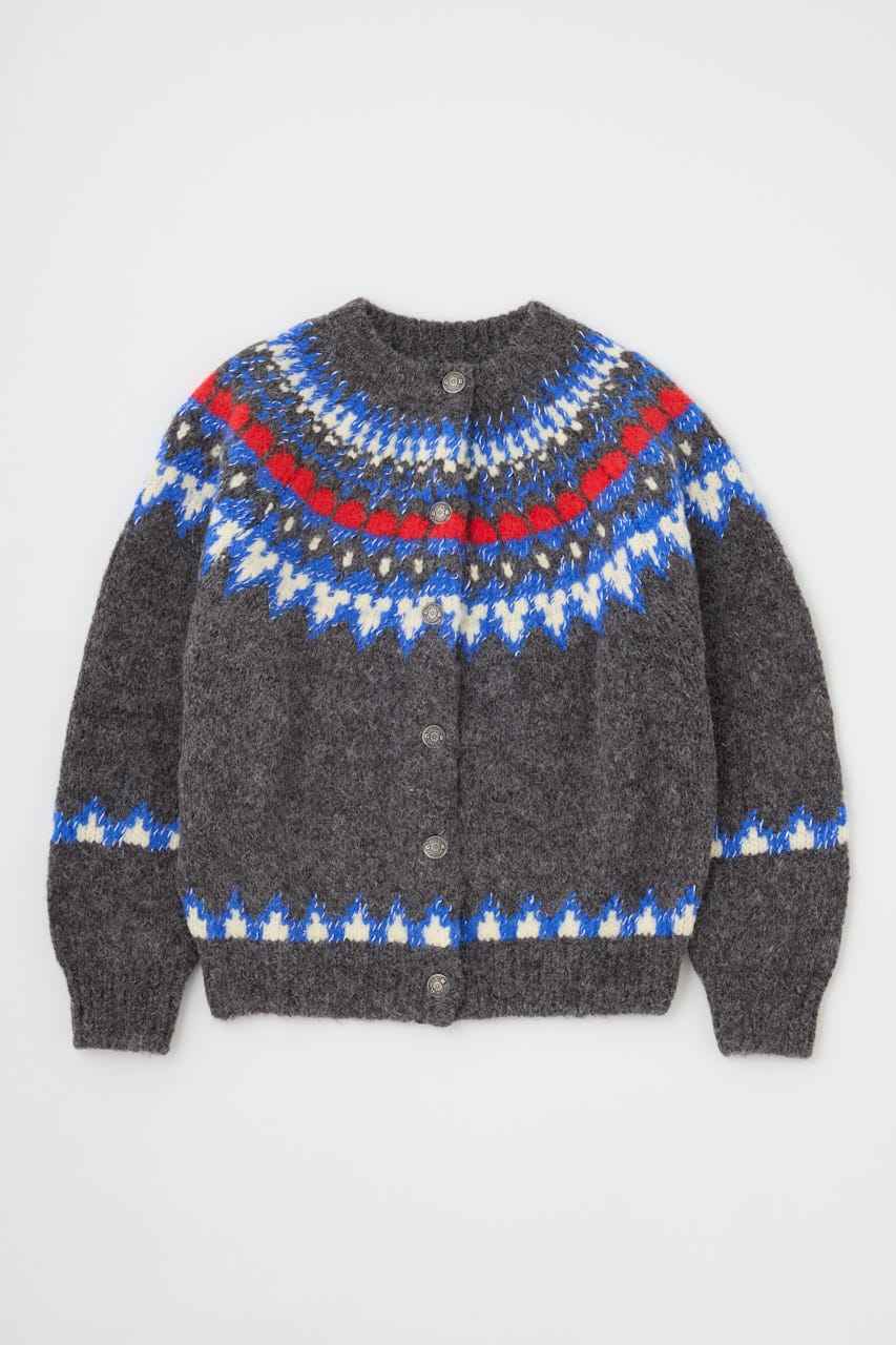 【GREEN BUTTER】Metallic Yarn Nordic カーディガン GRY FREE