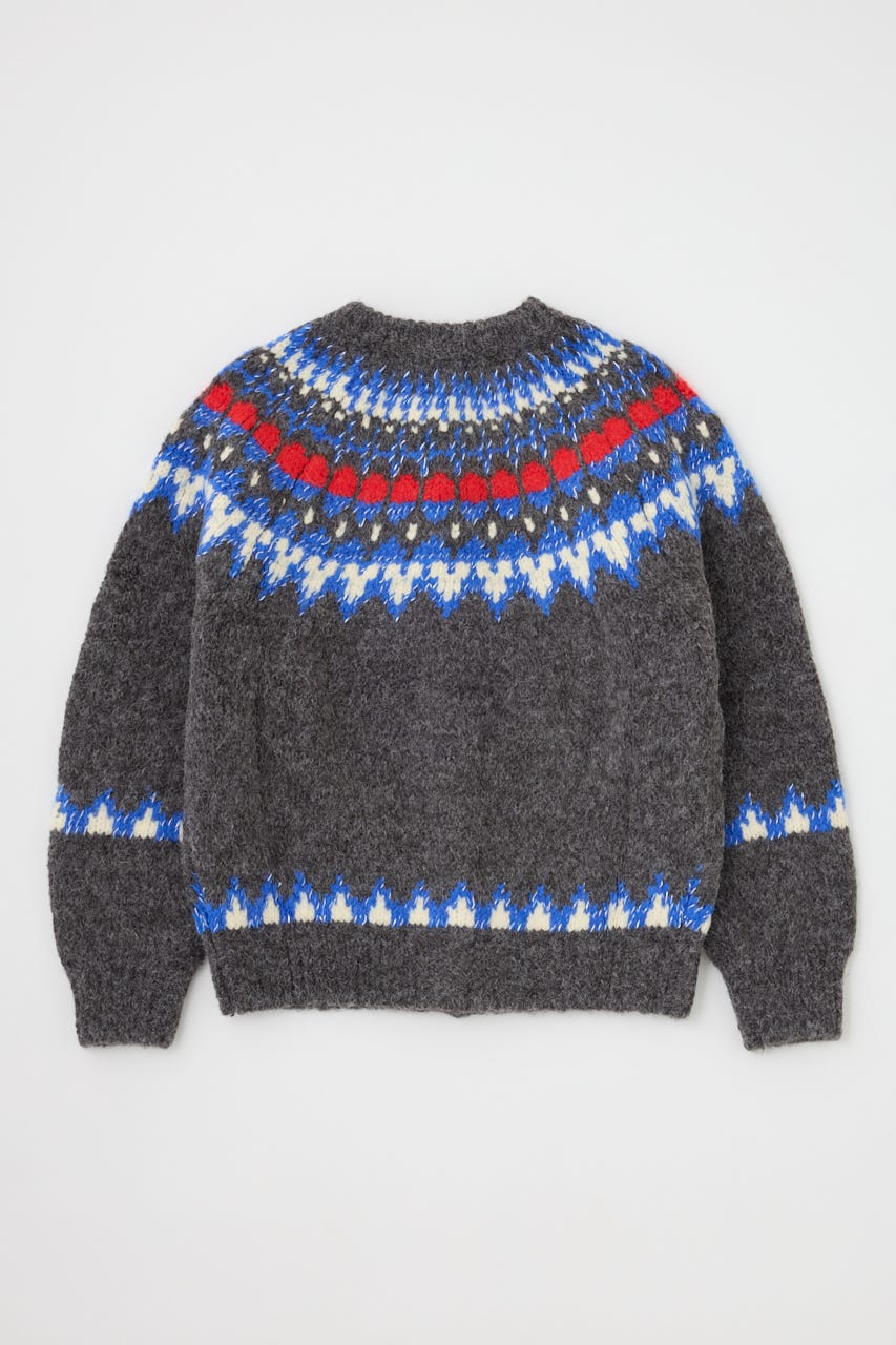 【GREEN BUTTER】Metallic Yarn Nordic カーディガン GRY FREE