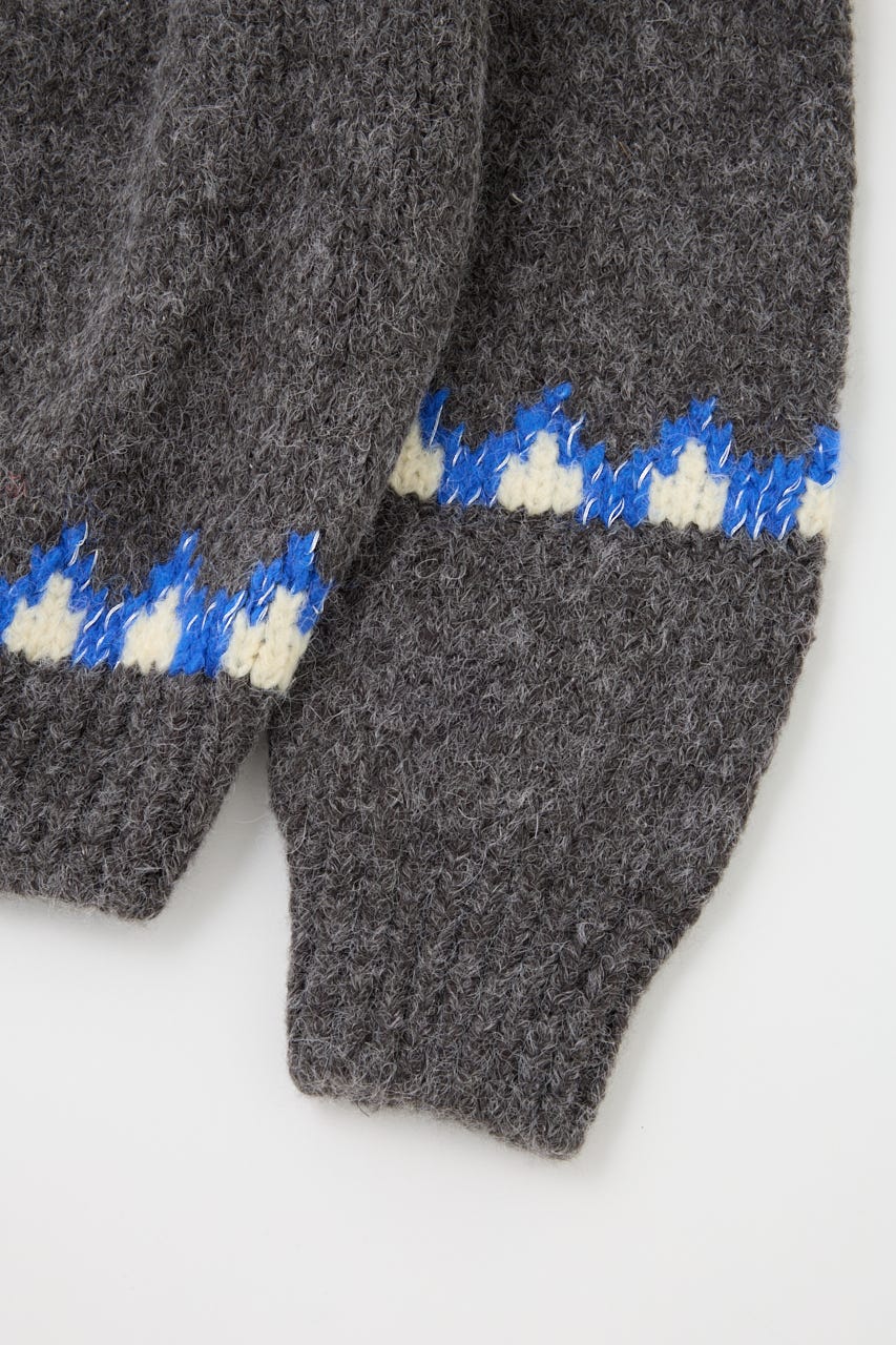 【GREEN BUTTER】Metallic Yarn Nordic カーディガン GRY FREE