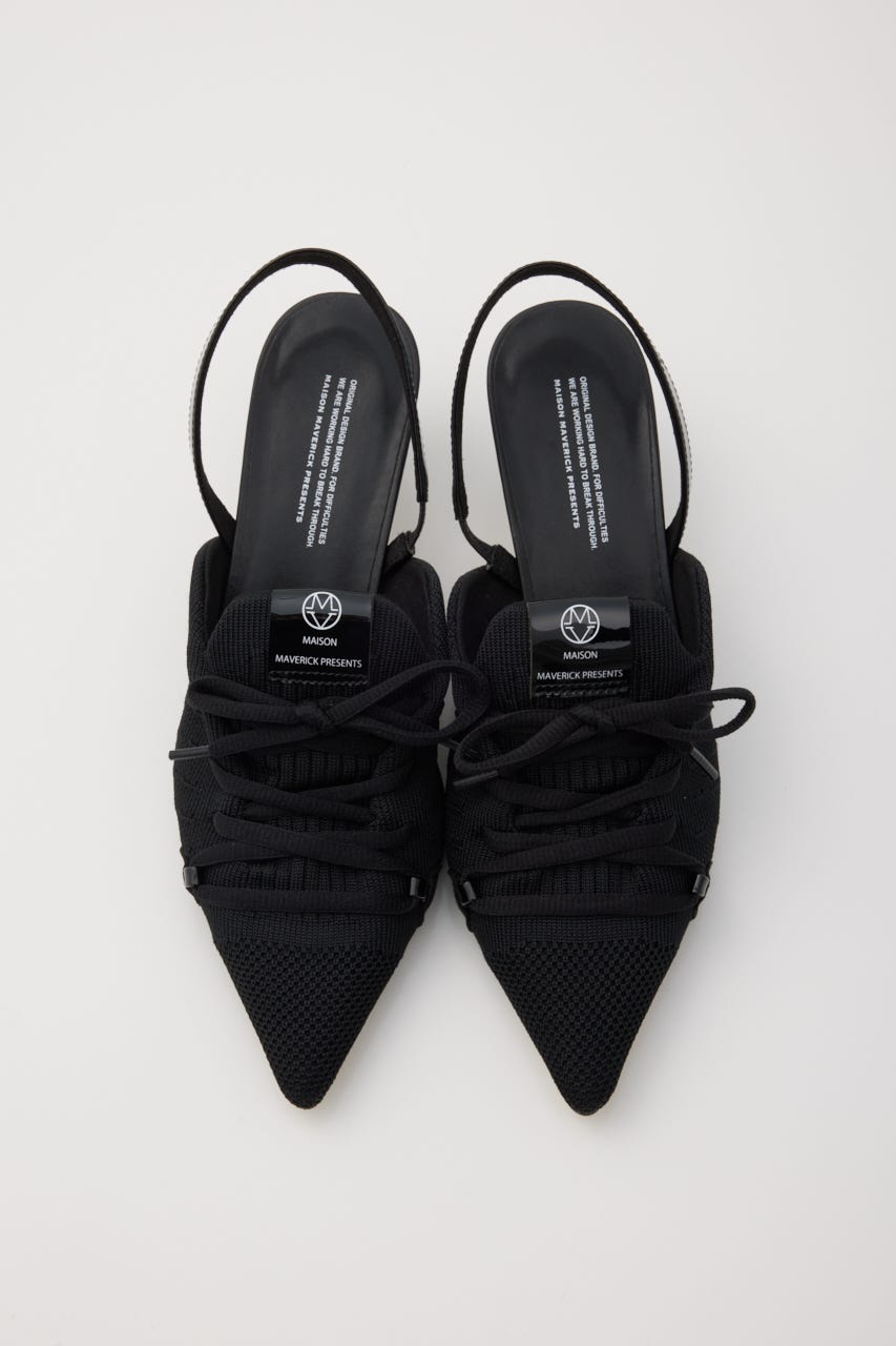 【MAISON MAVERICK PRESENTS】ニットレースアップヒールスニーカー BLK L