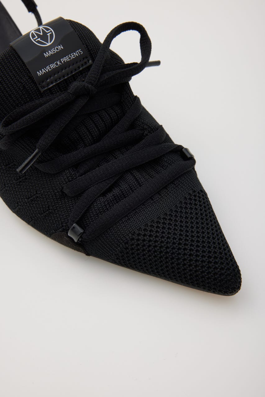 【MAISON MAVERICK PRESENTS】ニットレースアップヒールスニーカー BLK L