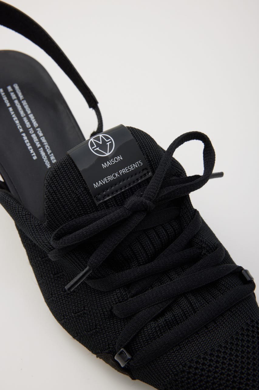 【MAISON MAVERICK PRESENTS】ニットレースアップヒールスニーカー BLK L