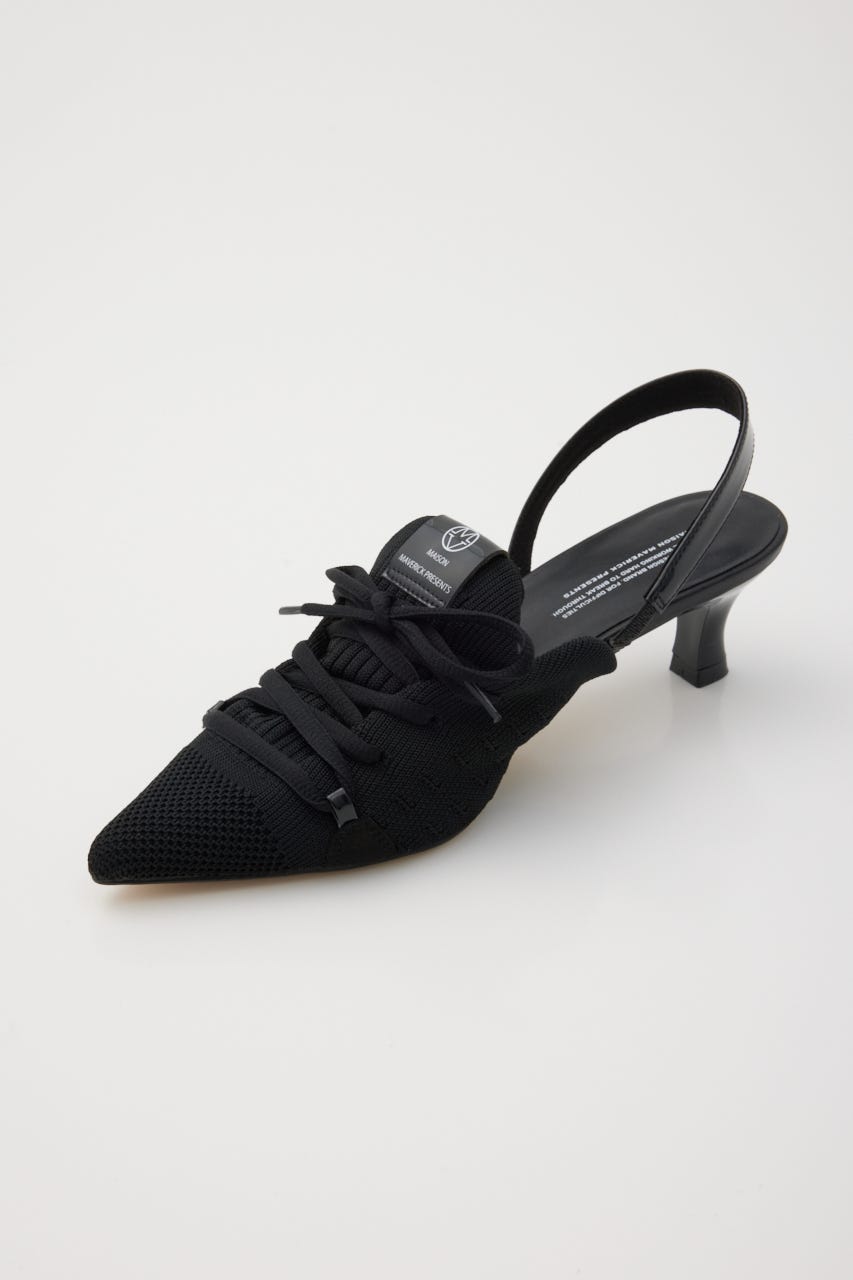 【MAISON MAVERICK PRESENTS】ニットレースアップヒールスニーカー BLK L