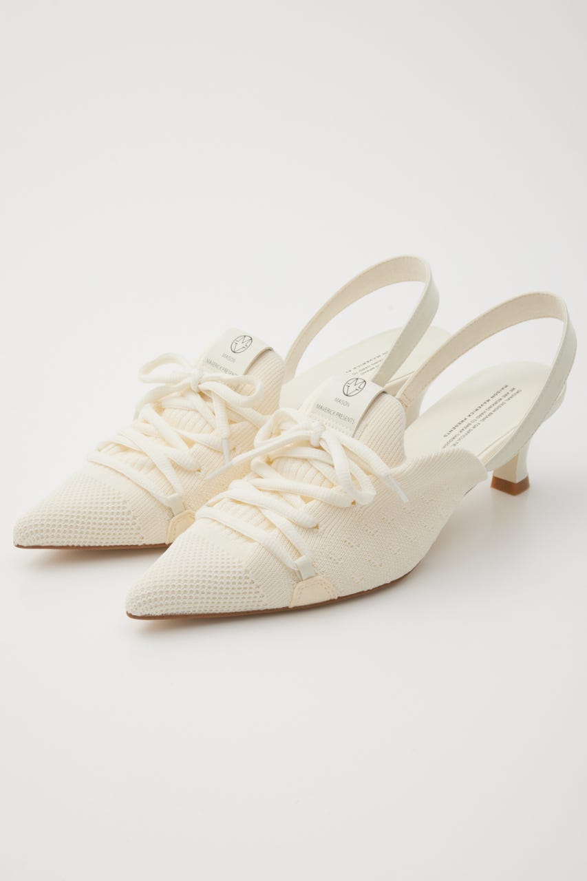 【MAISON MAVERICK PRESENTS】ニットレースアップヒールスニーカー WHT S