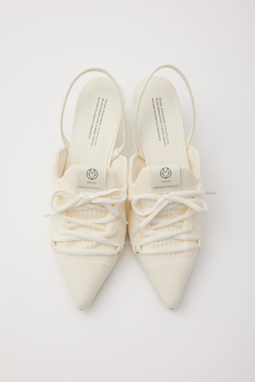 【MAISON MAVERICK PRESENTS】ニットレースアップヒールスニーカー WHT S
