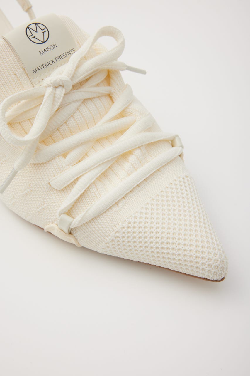 【MAISON MAVERICK PRESENTS】ニットレースアップヒールスニーカー WHT S