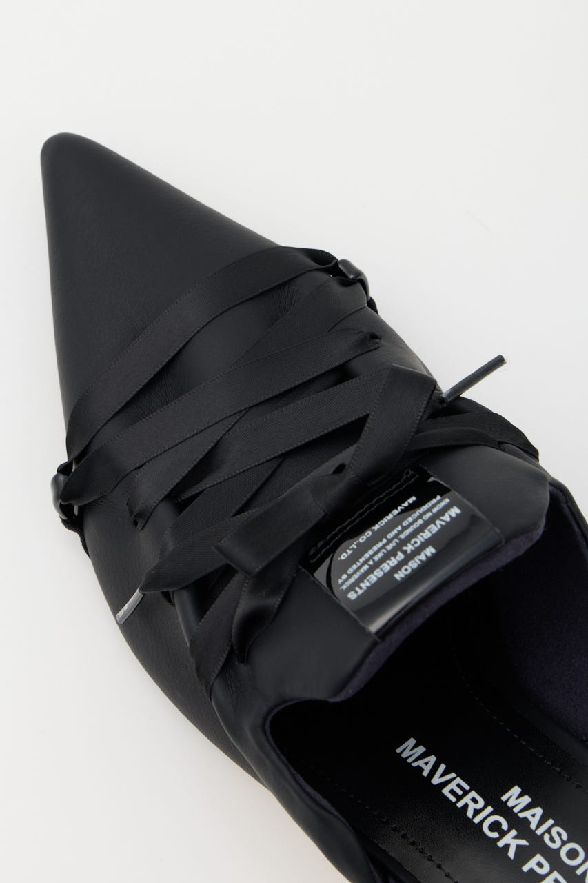 【MAISON MAVERICK PRESENTS】ファーレースアップスニーカーヒール BLK ３６