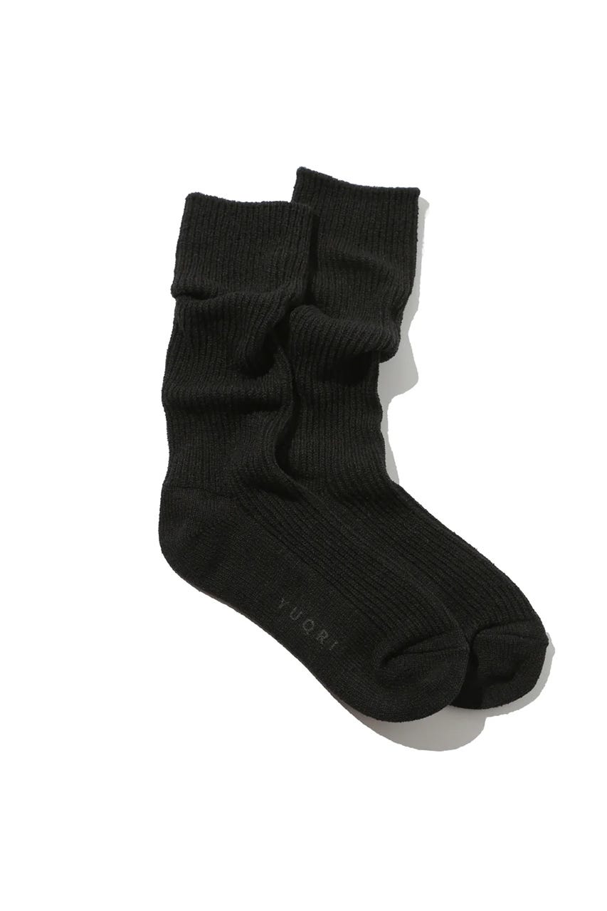 【YUQRI】Crispy warm ソックス BLK FREE