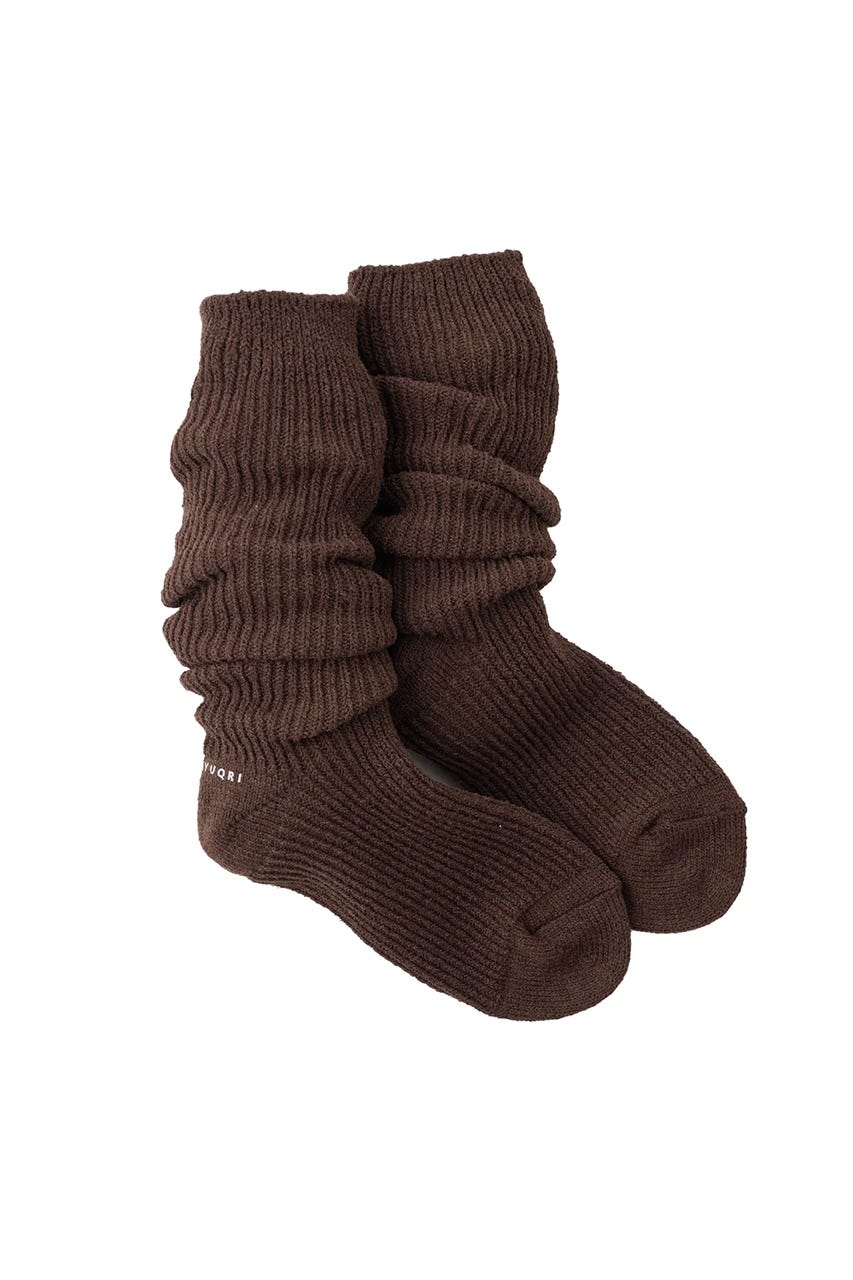 【YUQRI】Crispy warm ソックス BRN FREE