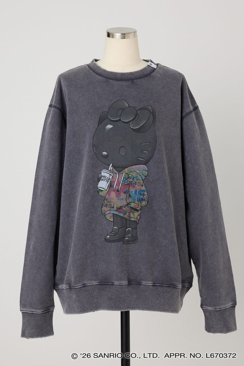 【REPLIC＠RT】BLACK KITTY クルーネックスウェット C.GRY M