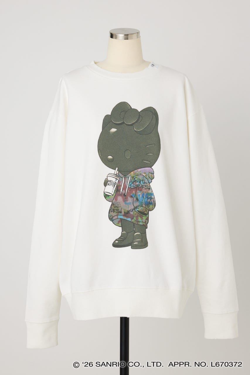 【REPLIC＠RT】BLACK KITTY クルーネックスウェット WHT M