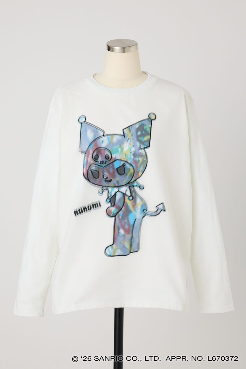 【TRIPPY MIKIO ART】KUROMI SPRAY ART ロングスリーブシャツ WHT S