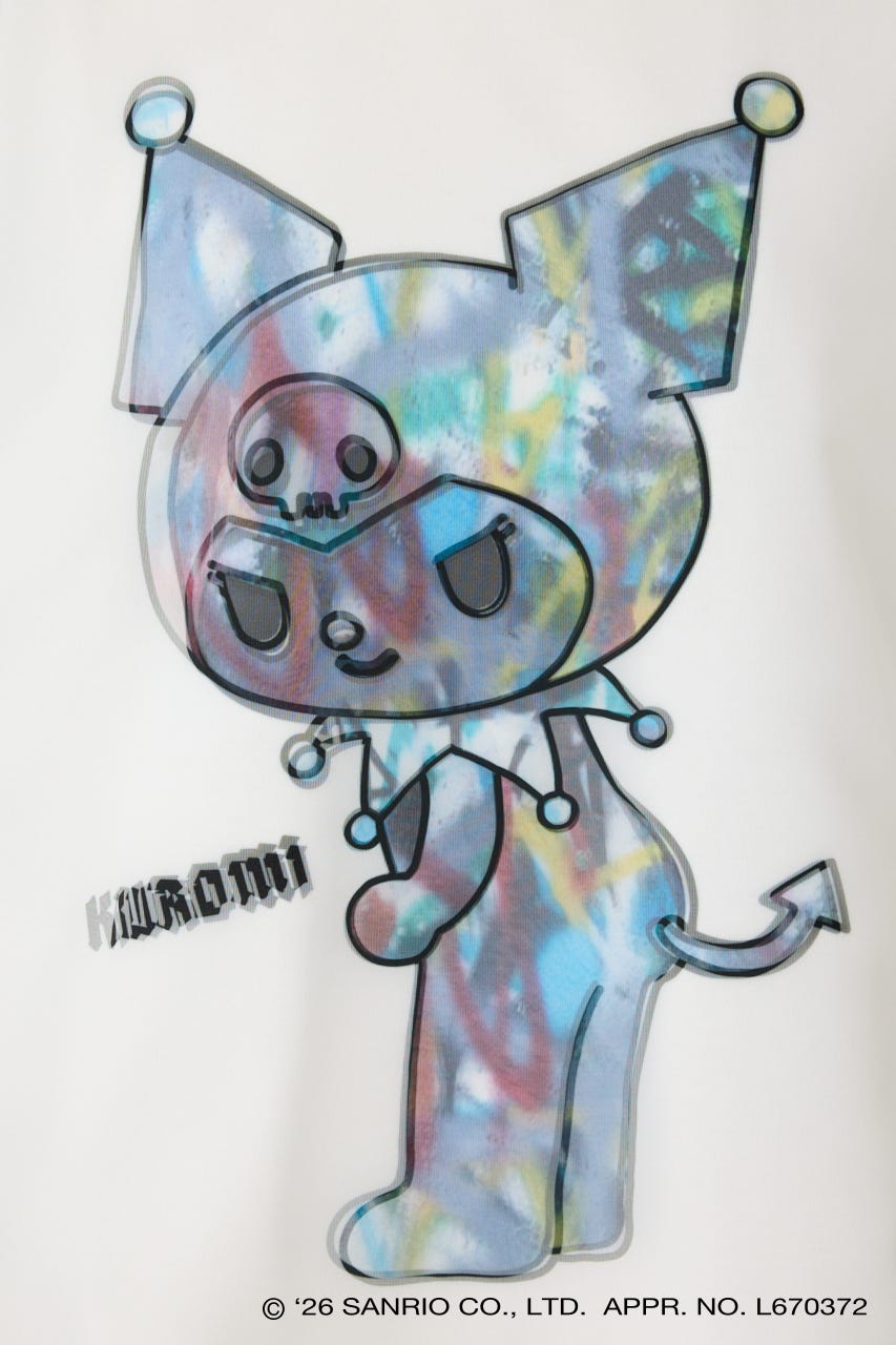 【TRIPPY MIKIO ART】KUROMI SPRAY ART ロングスリーブシャツ WHT S