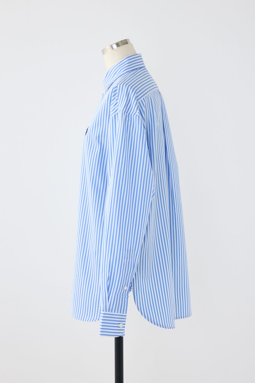 【POLO RALPH LAUREN】ストライプド ポプリン シャツ BLU S