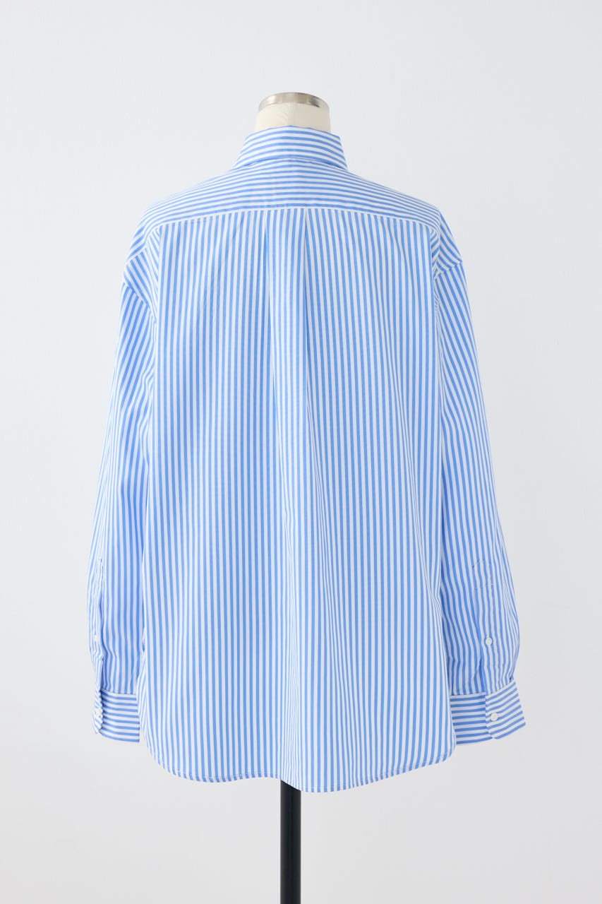 【POLO RALPH LAUREN】ストライプド ポプリン シャツ BLU S