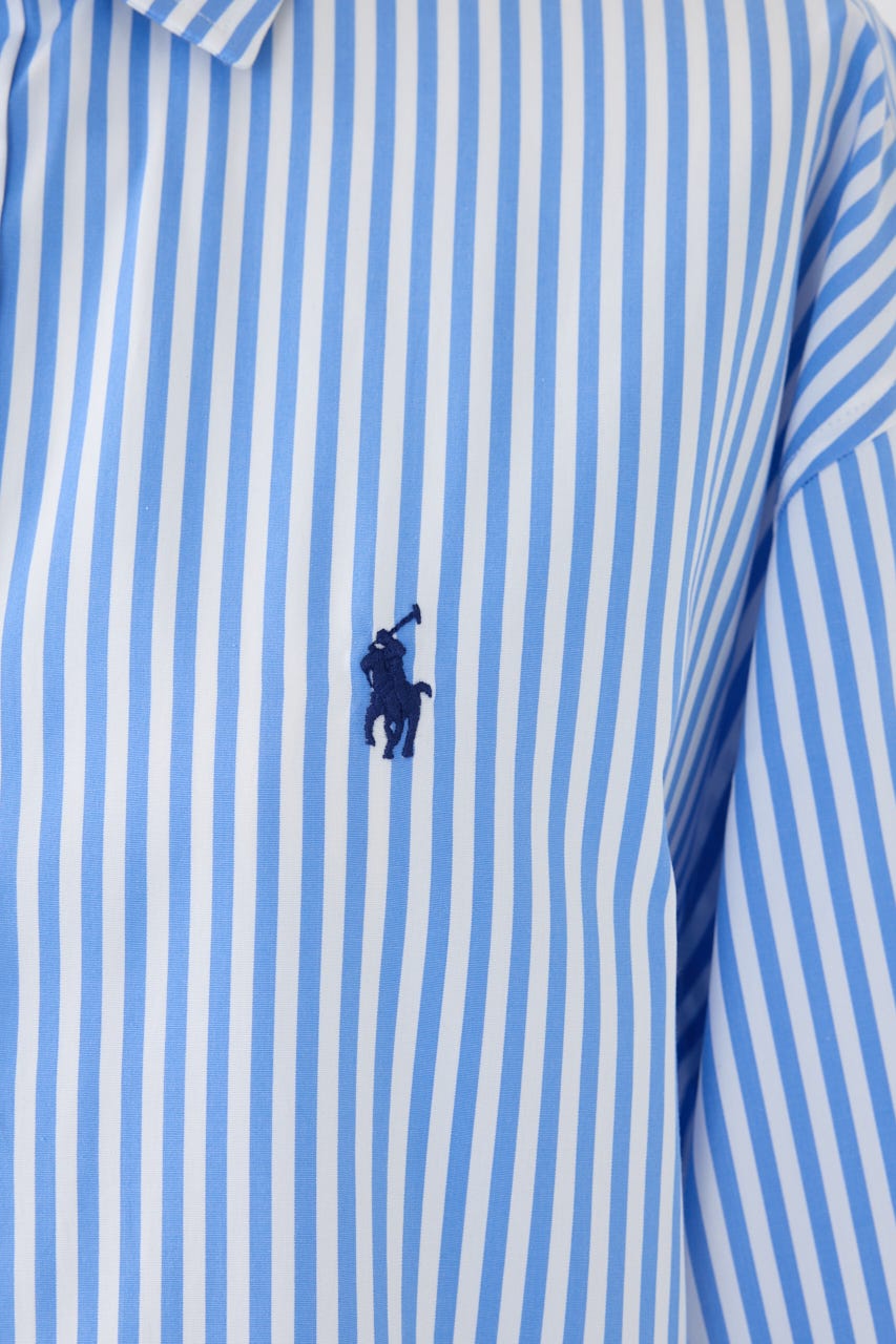 【POLO RALPH LAUREN】ストライプド ポプリン シャツ BLU S
