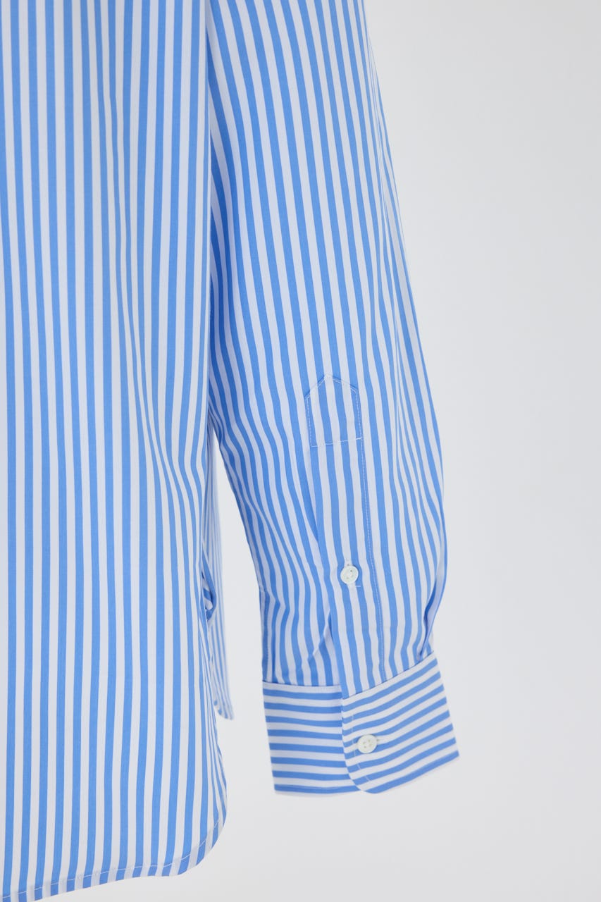 【POLO RALPH LAUREN】ストライプド ポプリン シャツ BLU S