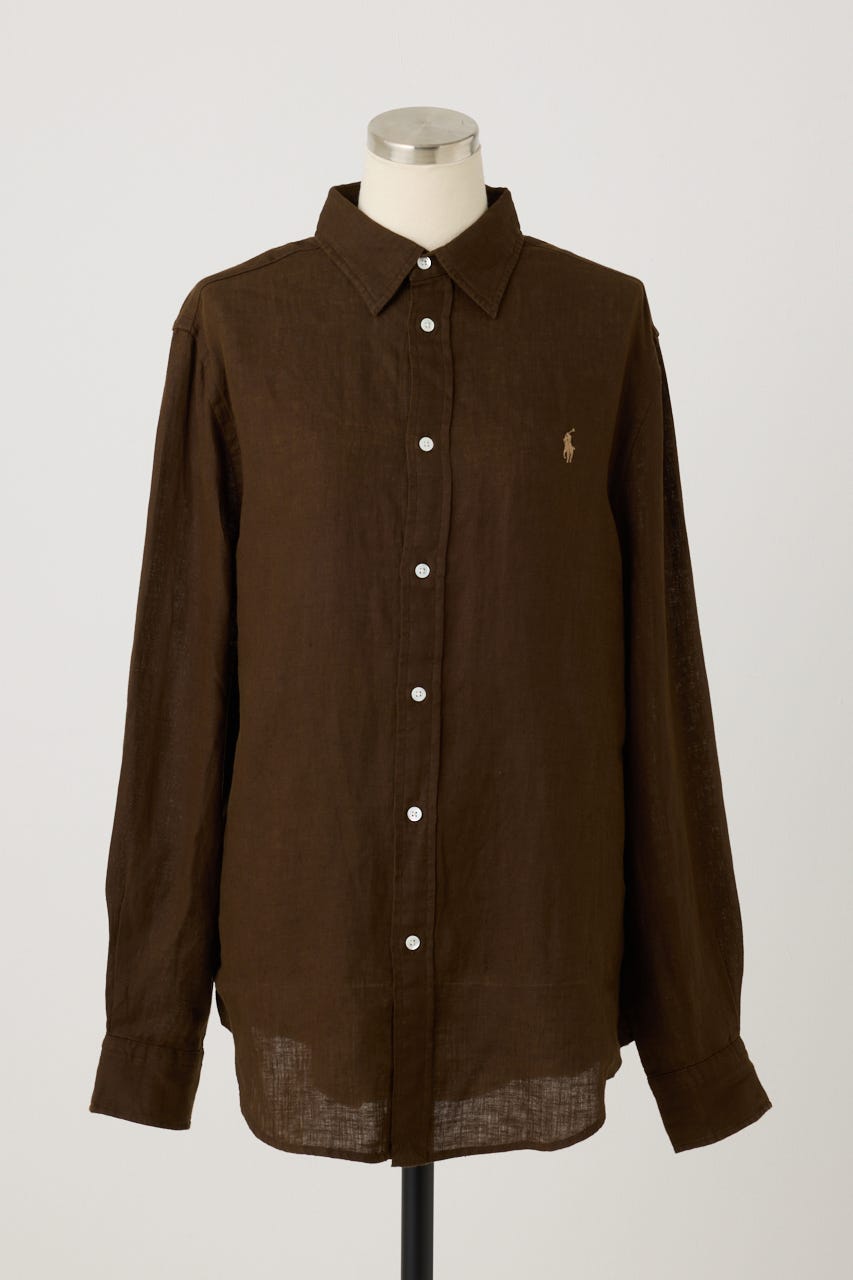【POLO RALPH LAUREN】クラシック フィット リネン シャツ D/BRN M