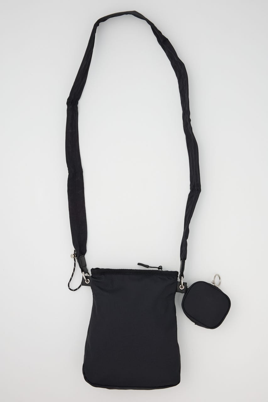 【SHEL'TTER SELECT】ミニポーチ付ギャザーショルダーナイロンバッグ BLK FREE